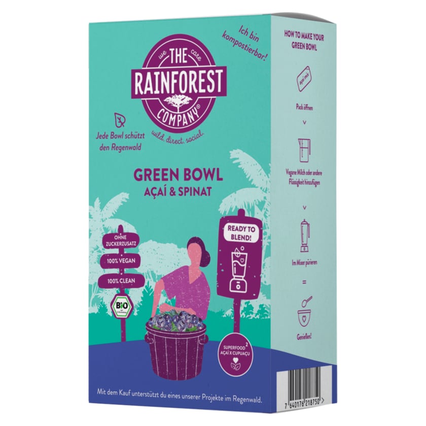 The Rainforest Green Bowl Açai & Spinat 250g